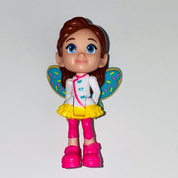 Miniature Doll Girl Fairy Blue Confetti Wings Pink Boots Pretend Toy Figure - Picture 2 of 8
